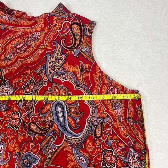J. Jill  Shift Dress High Neck Paisley Print Red Rayon Knee Length Size M Fall - Picture 5 of 9